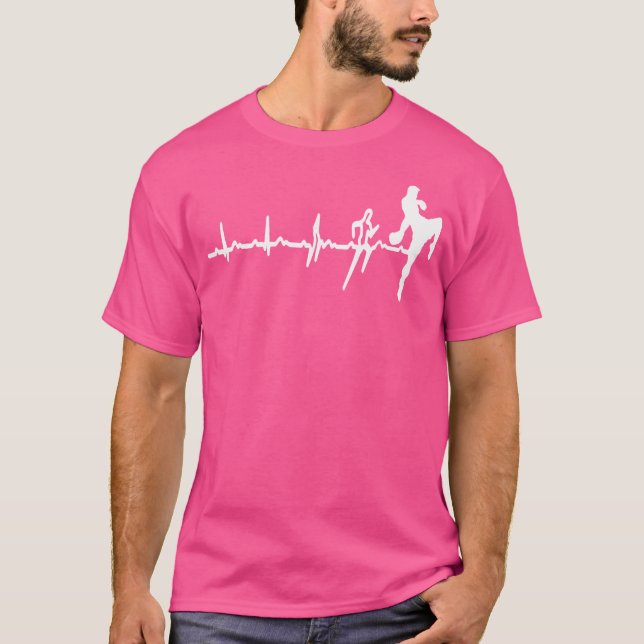 Funny Muay Thai Heartslag Heart Kickboxing Kärlek T Shirt (Framsida)