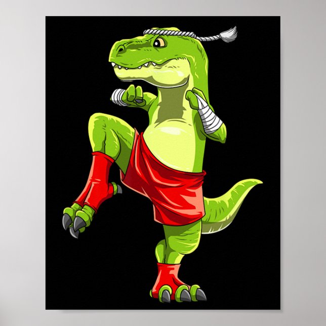 Funny Muay Thai T-rex - Thai Boxing Poster (Framsidan)
