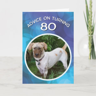Funny Muddy Hund Advice for Turning 80 Birthday Kort