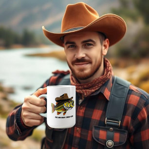 Funny Mug Bass Fish med en Cowboy Hat Kaffemugg