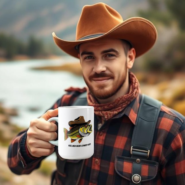 Funny Mug Bass Fish med en Cowboy Hat Kaffemugg (Gift for Him- Funny Fish Wearing a Cowboy Hat Coffee Mug )