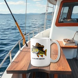 Funny Mug Bass Fish med en Cowboy Hat Kaffemugg