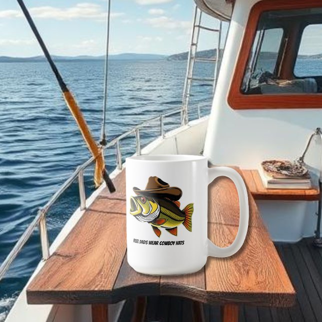 Funny Mug Bass Fish med en Cowboy Hat Kaffemugg (Funny Mug Bass Fish with a Cowboy Hat  fathers day gift)