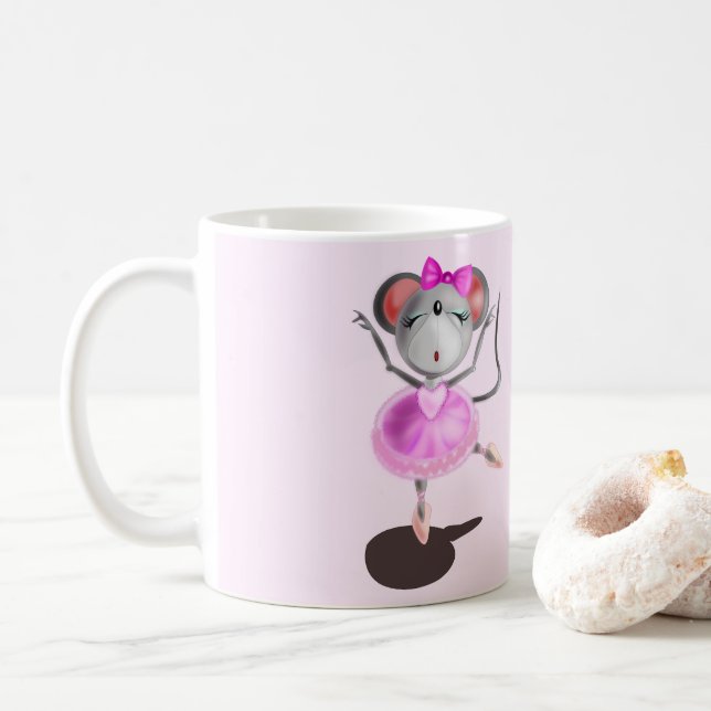 Funny Mug med Ballerina Mouse Lycklig Ballet Dance Kaffemugg (Med munk)