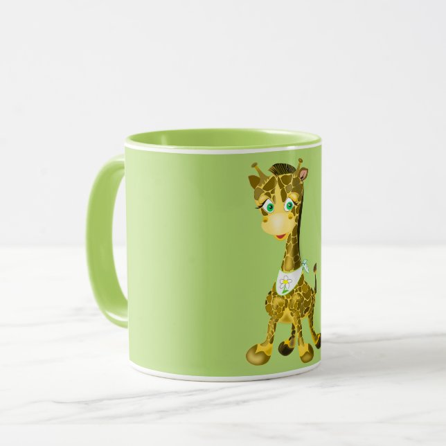Funny Mug med Lycklig Baby Giraffe - Välj Färg Mugg (Framsida vänster)
