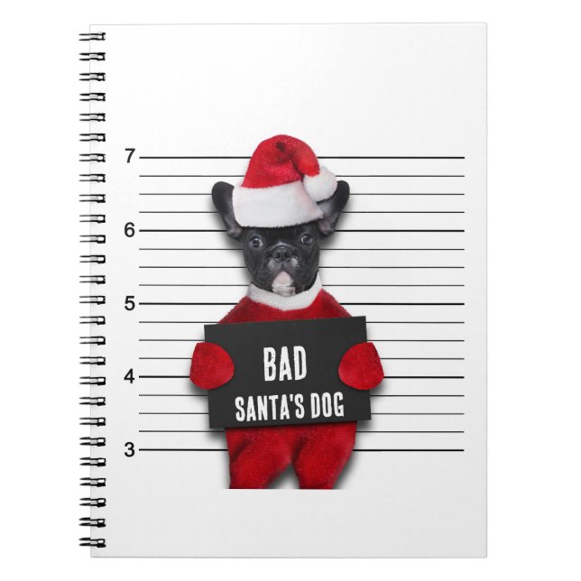 Funny Mugshot jul Bad Santa's Hund Anteckningsbok (Framsidan)