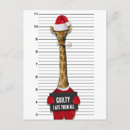 Funny Mugshot jul Guilty Giraffe Helg Vykort