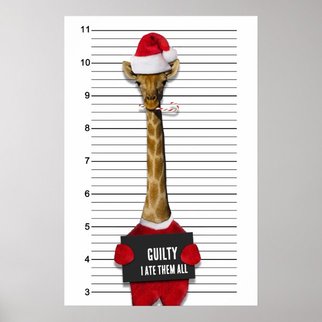 Funny Mugshot jul Guilty Giraffe Poster (Framsidan)