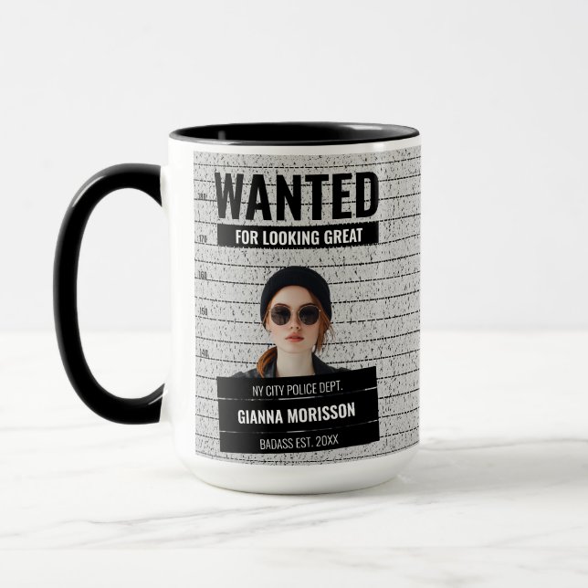 Funny Mugshot ville Poster eget namn och egen text Mugg (Vänster)