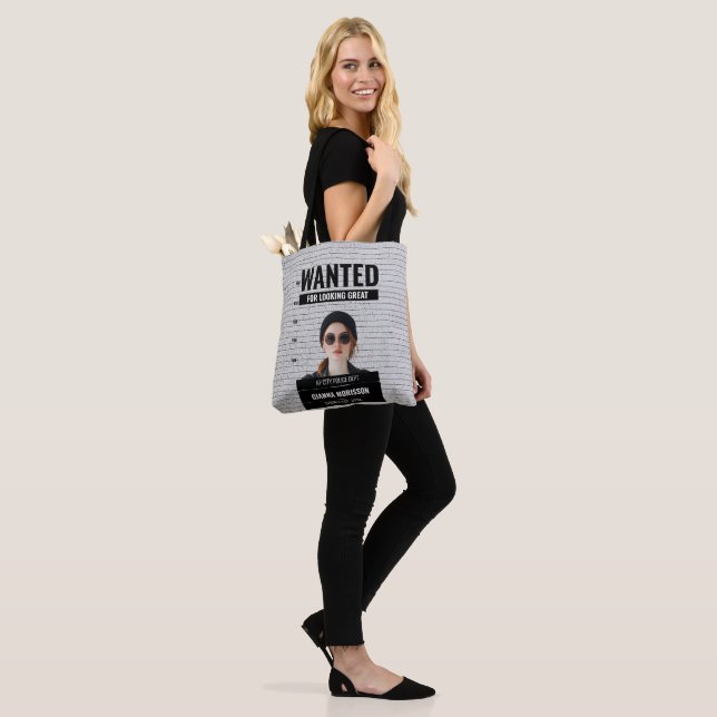 Funny Mugshot ville Poster eget namn och egen text Tygkasse (På modell)