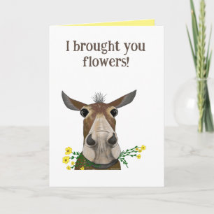 Funny Mule tog Blommor Valentinkort Helgkort