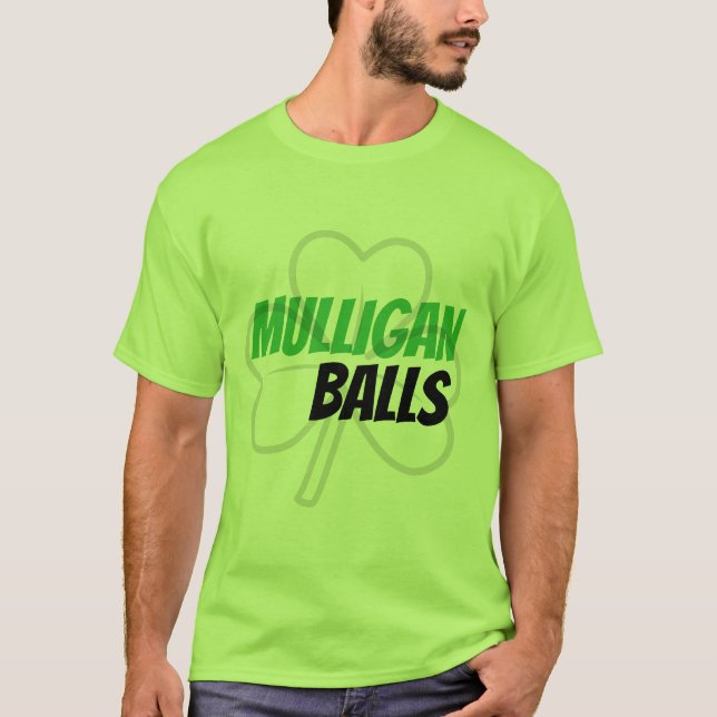 Funny Mulligan Bollar Grönt Irish Klöver Golf T Shirt (Framsida)