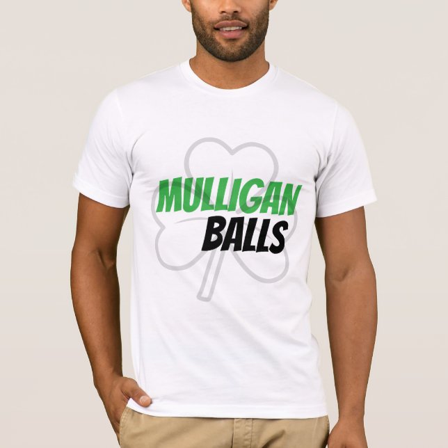 Funny Mulligan Bollar Grönt Irish Klöver Golf T Shirt (Framsida)
