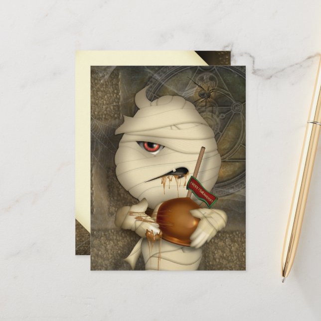 Funny Mummy Halloween Costume Vykort (Fram/Back In Situ)