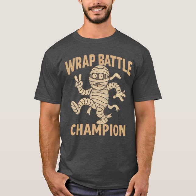 Funny Mummy Wrap Battle Champion T Shirt (Framsida)