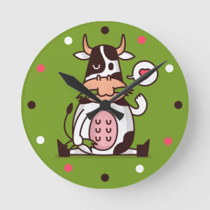 Funny murklocka för mad Cow Rund Klocka