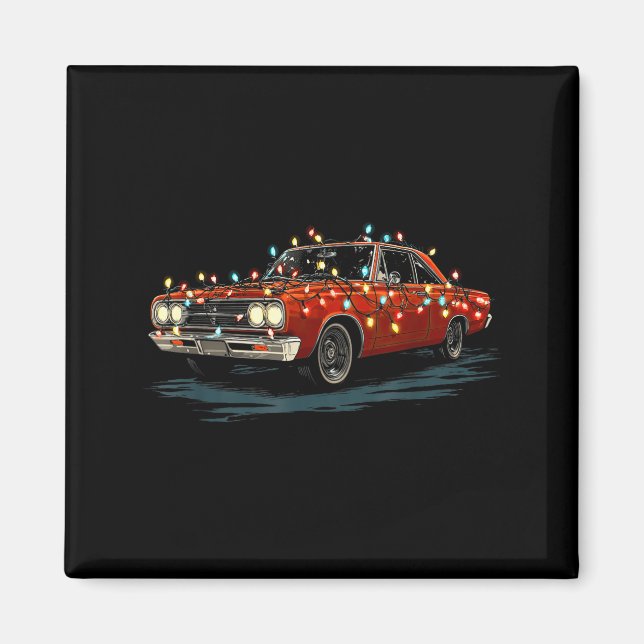 Funny Muscle Car Christmas Graphics Lights Lover  Magnet (Framsidan)