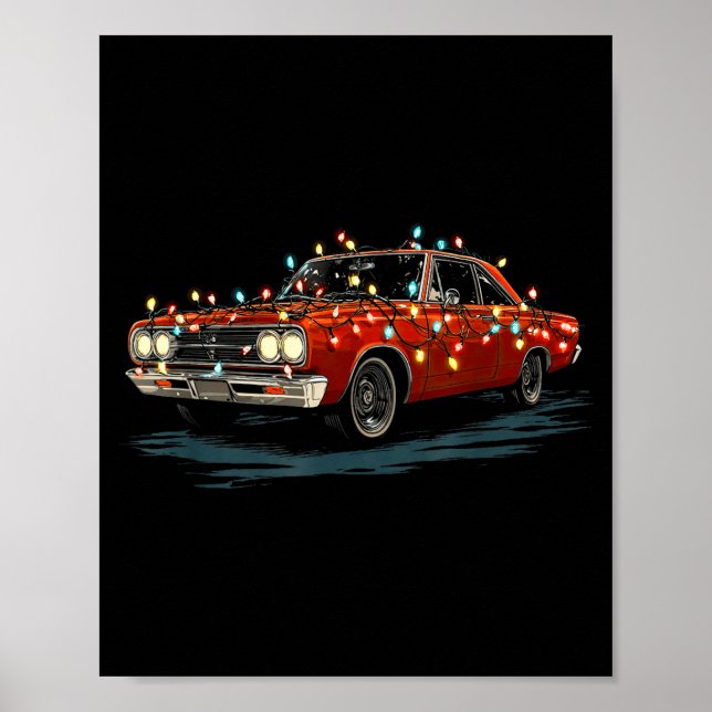 Funny Muscle Car Christmas Graphics Lights Lover  Poster (Framsidan)