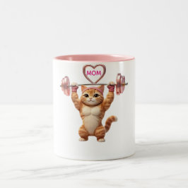 Funny Muscular Cat Mother's Day Gym Mom Coffee Mug Två-Tonad Mugg