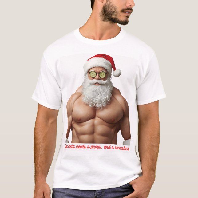 Funny Muscular Santa Spa Shirt – “Even Santa Needs T (Framsida)