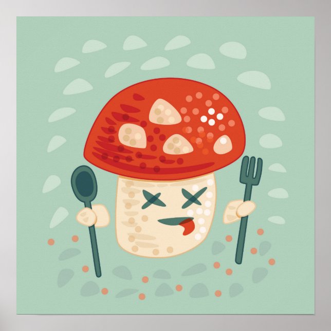 Funny Mushroom Food Character Konstig Odness Poster (Framsidan)