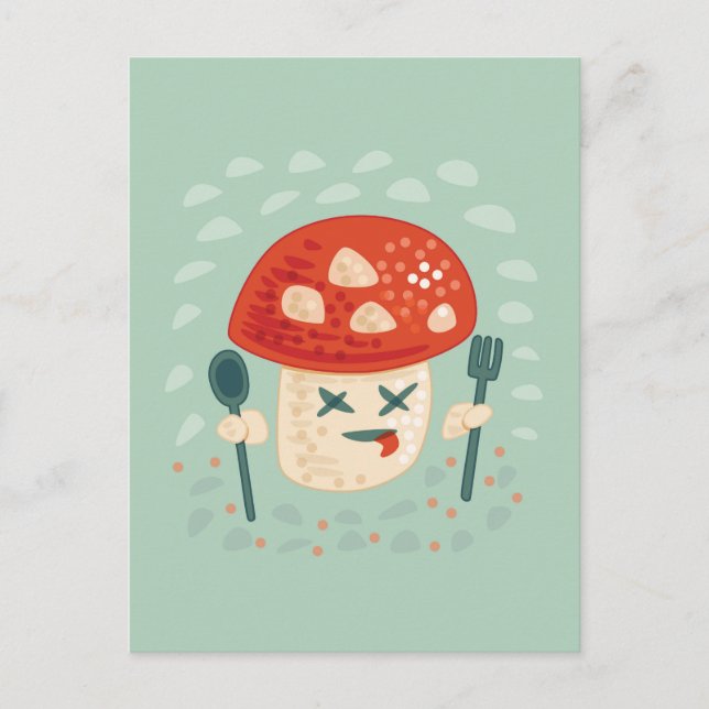 Funny Mushroom Food Character Konstig Odness Vykort (Framsida)