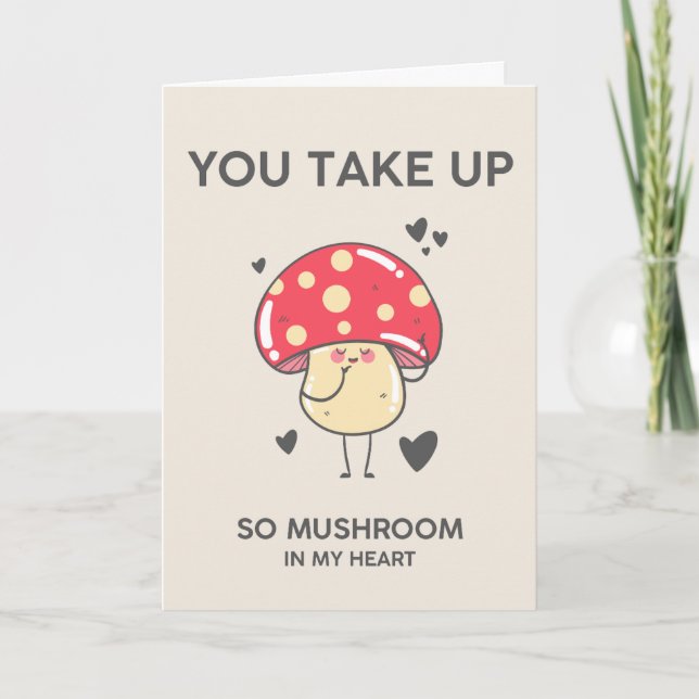 Funny Mushroom Pun Valentine Helgkort (Framsida)