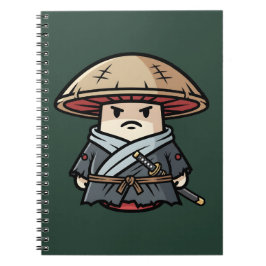 Funny Mushroom Ronin Wandering Samurai Illustratio Anteckningsbok