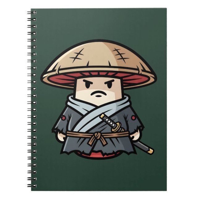Funny Mushroom Ronin Wandering Samurai Illustratio Anteckningsbok (Framsidan)