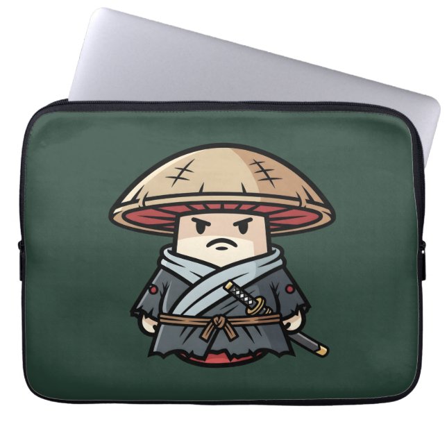 Funny Mushroom Ronin Wandering Samurai Illustratio Laptop Fodral (Framsidan)