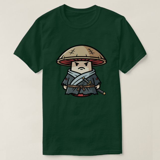 Funny Mushroom Ronin Wandering Samurai Illustratio T Shirt (Design framsida)