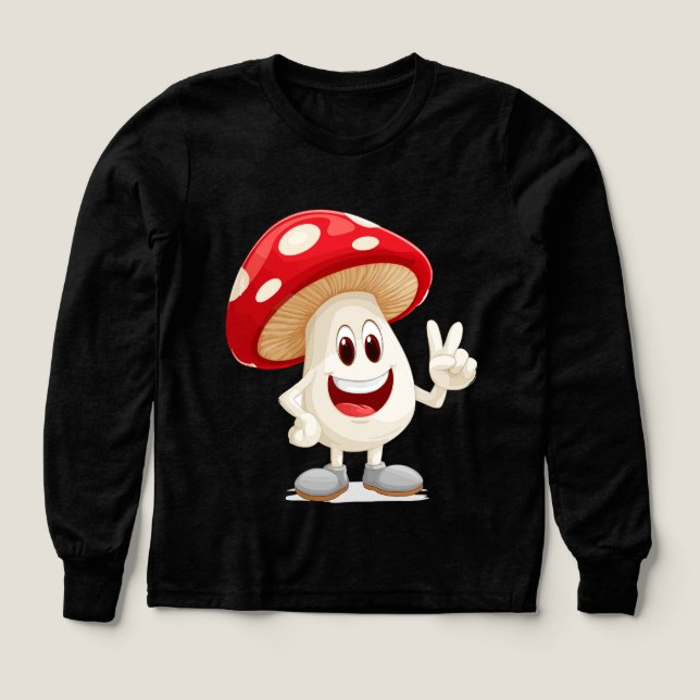 Funny Mushroom Tecknad Mascot T-shirt (Design framsida)