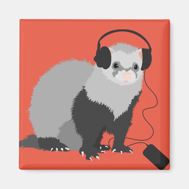 Funny Music Älskare Ferret Magnet (Framsidan)