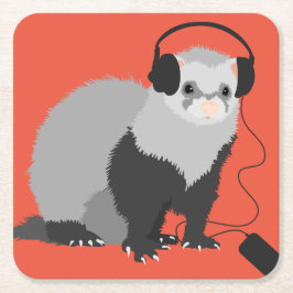 Funny Music Älskare Ferret Underlägg Papper Kvadrat