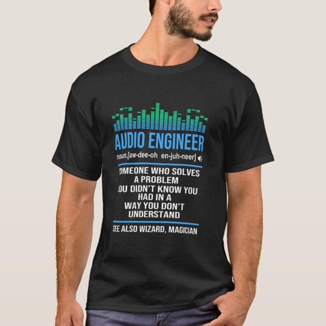 Funny Music Ljud Guy Audio Ingenjör T Shirt (Framsida)