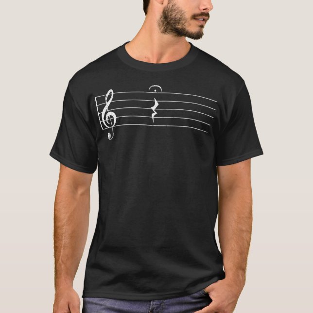 Funny Music Quarter Rest och Fermata for Band T Shirt (Framsida)