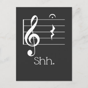 Funny Music Shh Quarter Rest och Fermata Musician Vykort