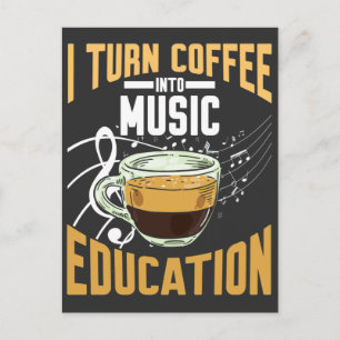 Funny Music Teacher Coffee Älskare School Humor Vykort