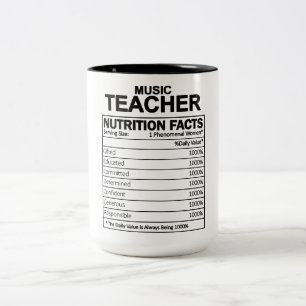 Funny Music Teacher Nutrition Facts Två-Tonad Mugg