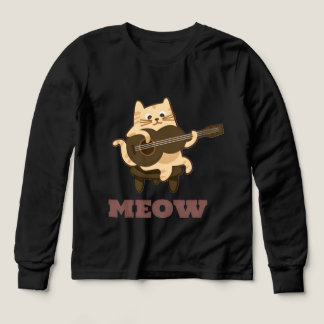 Funny Musical Cat Spela Guitar Black T-Shirt