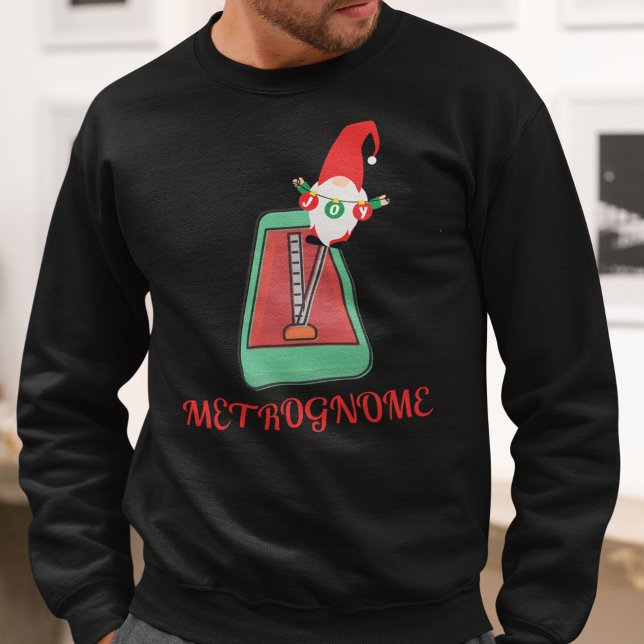 Funny Musician jul Metrognome Lång Ärmad Tröja (Metrognome Christmas Musicians Sweatshirt)