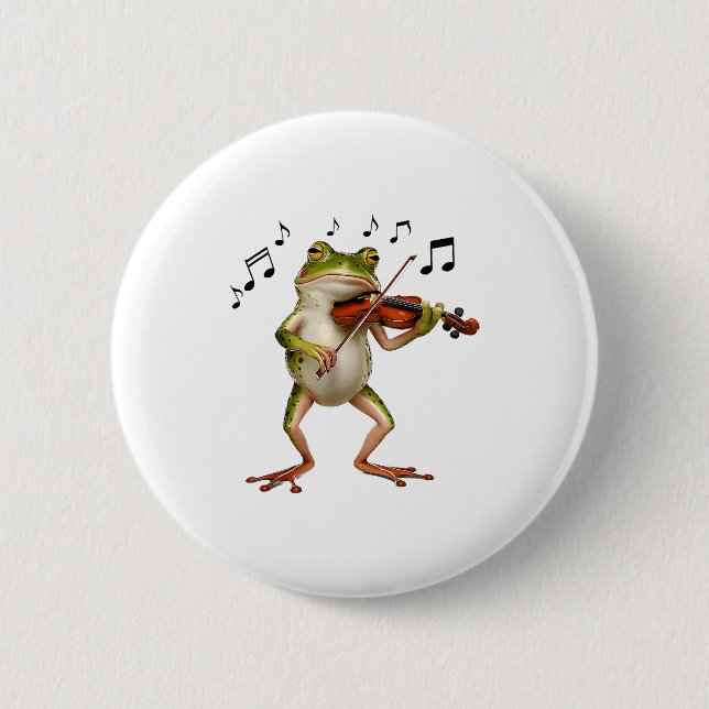Funny Musician Violinist Cute Frog Playing Violin  Knapp (Framsida)
