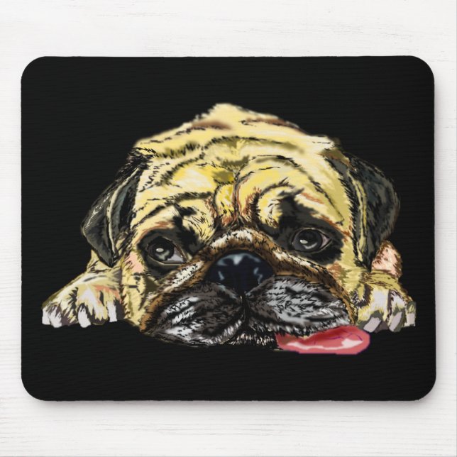 Funny musknapp med Pug Hund - Ditt Färg Musmatta (Framsidan)
