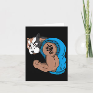 Funny Musle Pit Bull Dog I Kärlek Pappa Tatto Kärl Kort