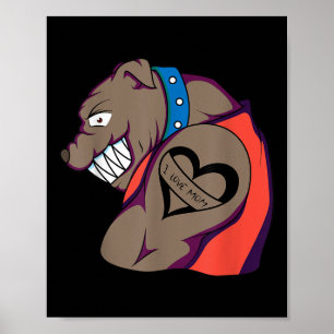 Funny Muslimsk bulldog Hund I Kärlek Mamma Tattoo Poster