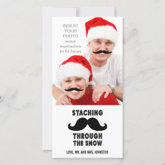 Funny Mustache-julfotokort Julkort