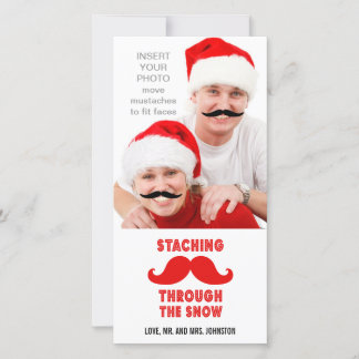Funny Mustache-julfotokort Julkort