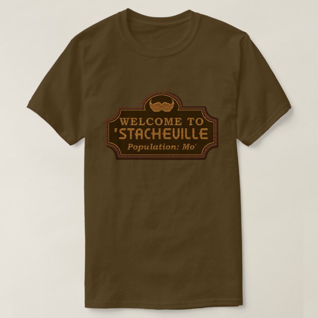 Funny Mustache Mo Välkomsttecken Tee Shirt (Design framsida)