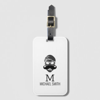 Funny Mustache Monogram #2 Bagagebricka