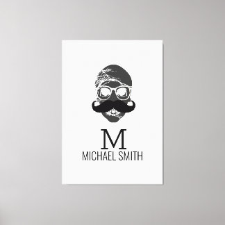Funny Mustache Monogram #2 Canvastryck